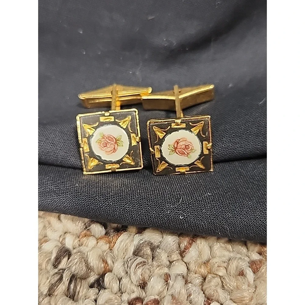 Vintage Cufflinks Roses